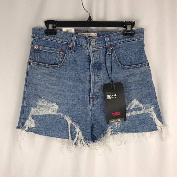 NEW Levi’s Premium Ribcage Cut Off Jean Shorts - Picture 4 of 7